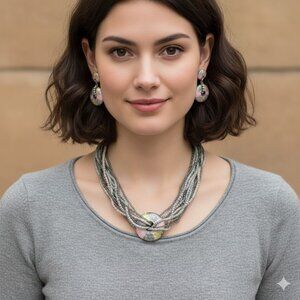 Elegant Multicolor Beaded Necklace and Earring Set